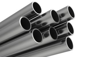 close-up view of stainless steel pipe