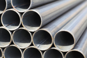 close-up of stainless steel pipes