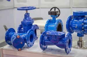 blue colored gate valves and other valves