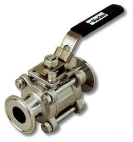 a gate valve with black handle